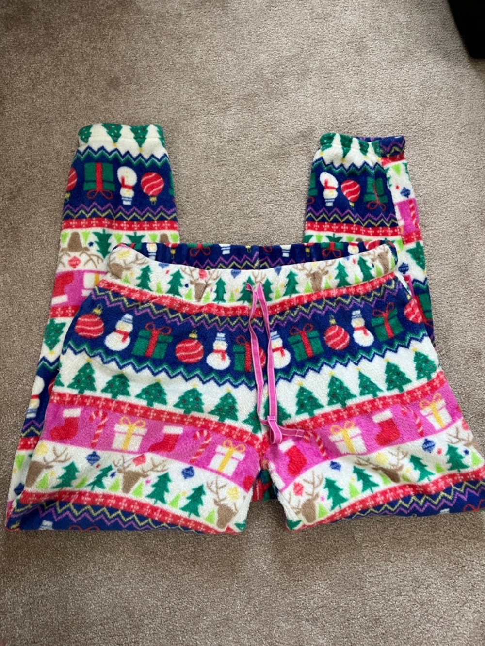 Joyspun Size Large 12-14 Cozy Women’s Holiday Fleece Pajama Pants - Multicolor
